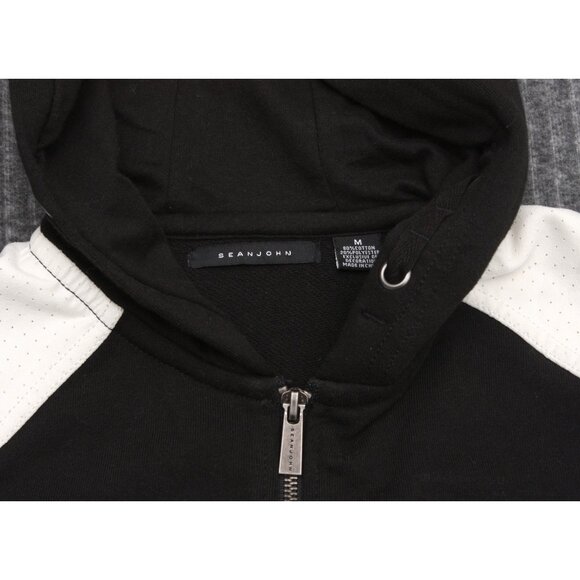 Sean John Full Zip Long Sleeve Hoodie Sweater SJ Logo Medium Black New - Picture 5 of 7